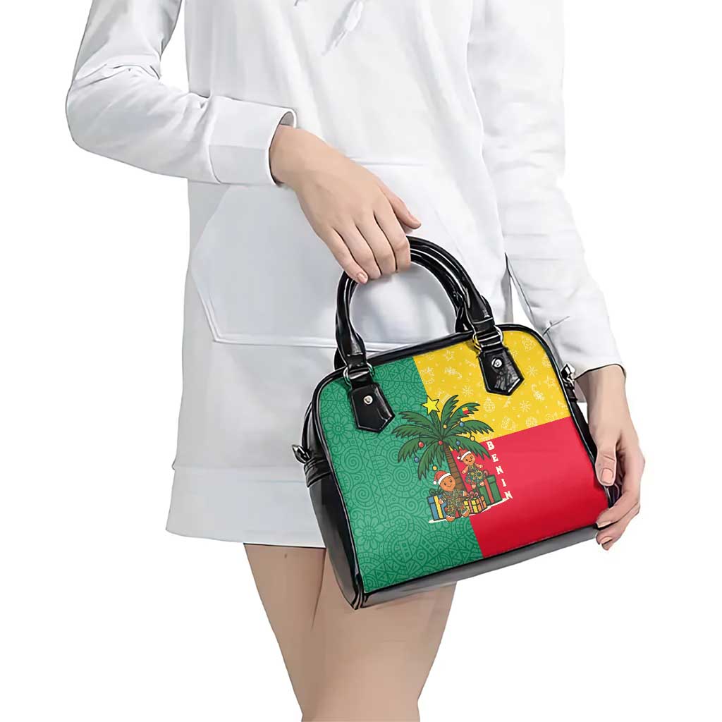 Benin Christmas Shoulder Handbag with Palm Tree Dolls and Red Yellow Green Festive TS04