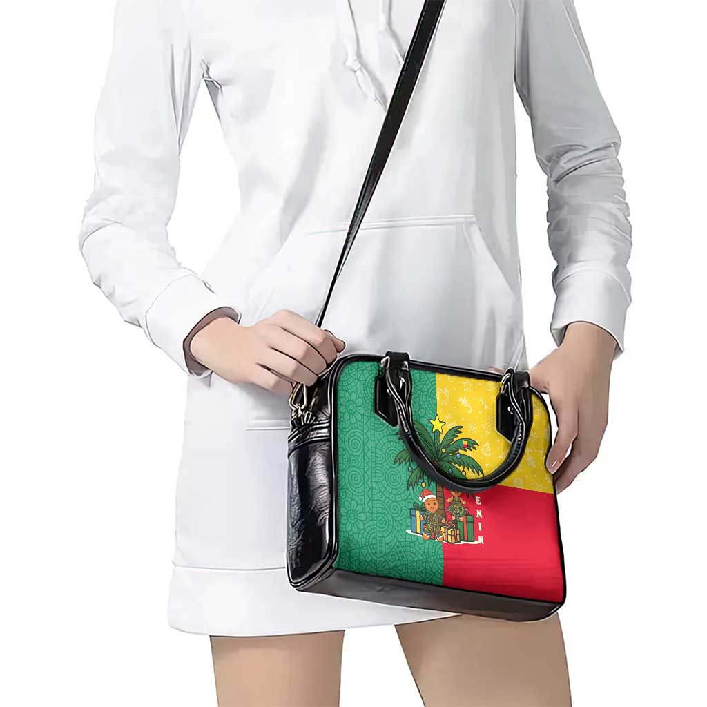 Benin Christmas Shoulder Handbag with Palm Tree Dolls and Red Yellow Green Festive TS04