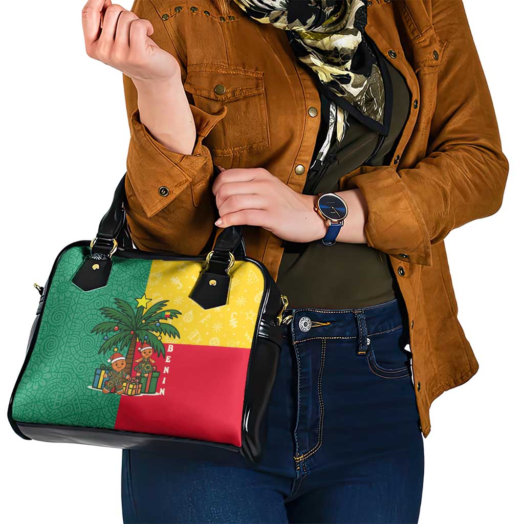 Benin Christmas Shoulder Handbag with Palm Tree Dolls and Red Yellow Green Festive TS04