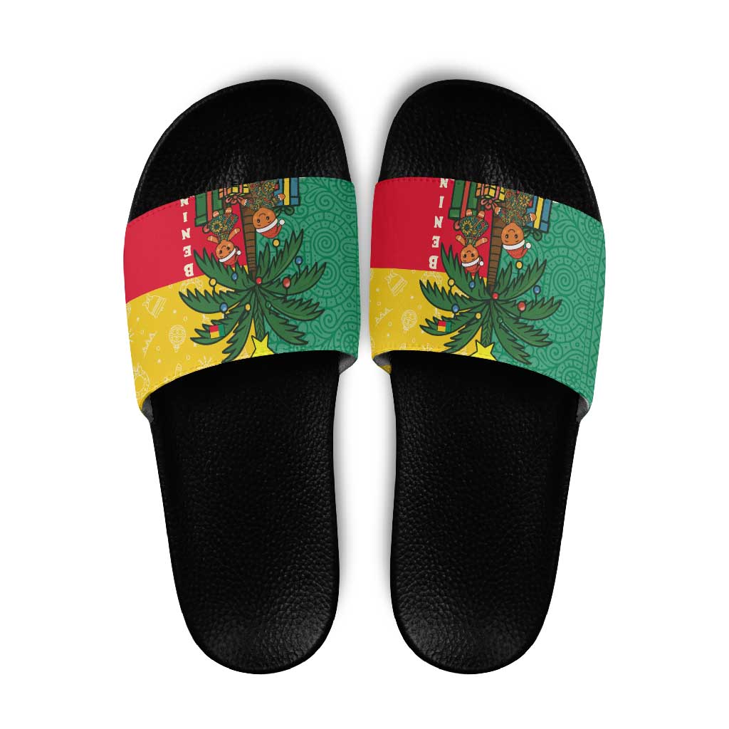 Benin Christmas Slide Sandals with Palm Tree Dolls and Red Yellow Green Festive TS04