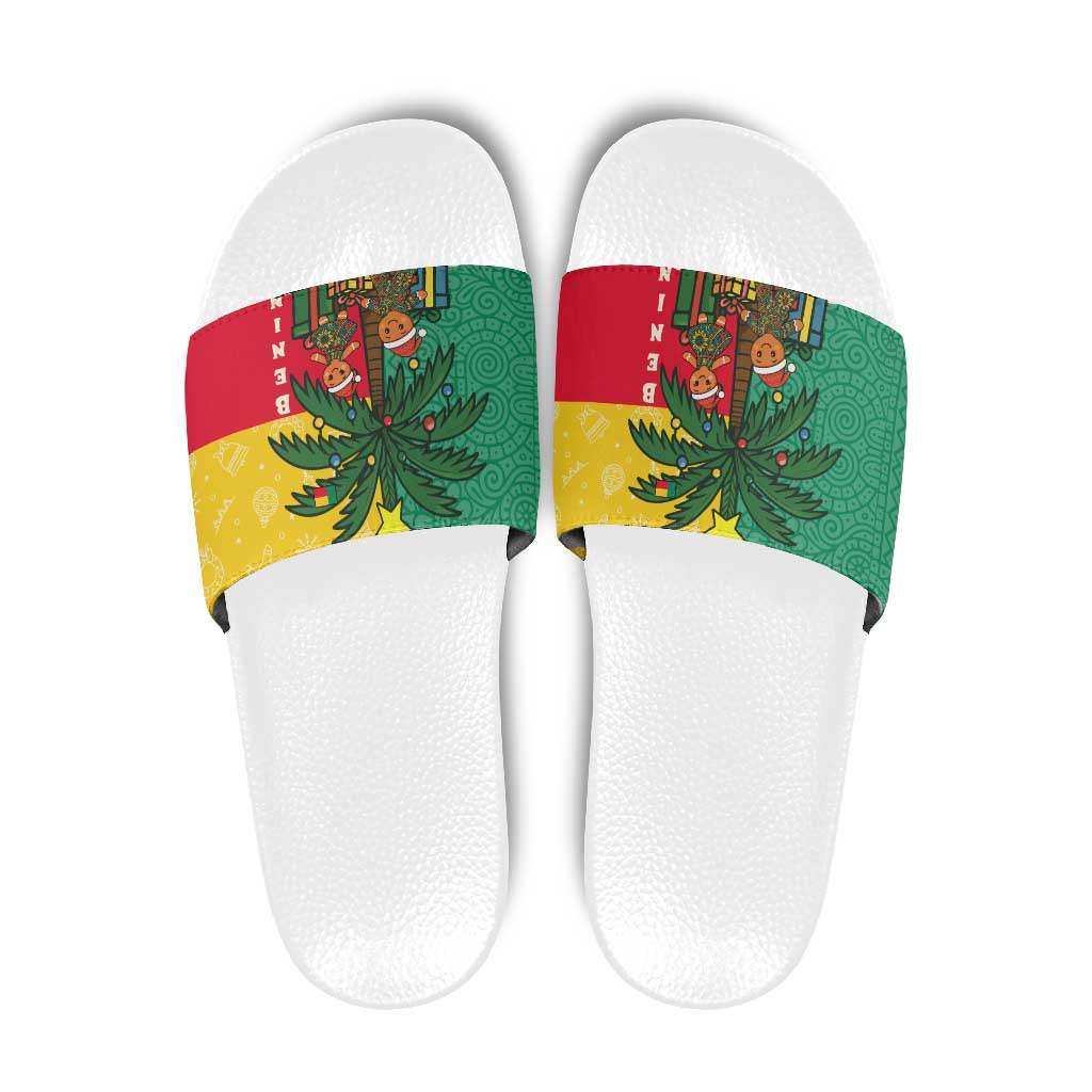Benin Christmas Slide Sandals with Palm Tree Dolls and Red Yellow Green Festive TS04
