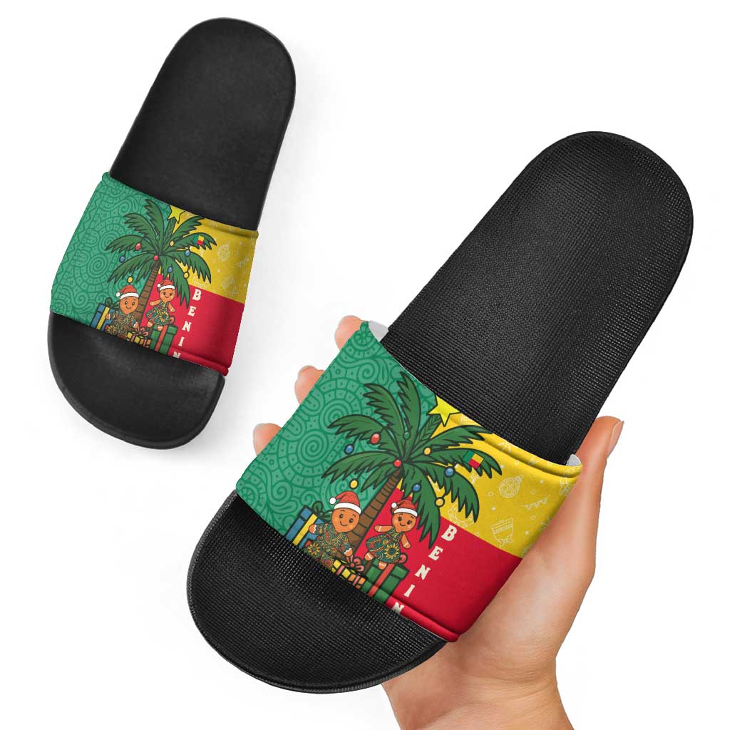 Benin Christmas Slide Sandals with Palm Tree Dolls and Red Yellow Green Festive TS04