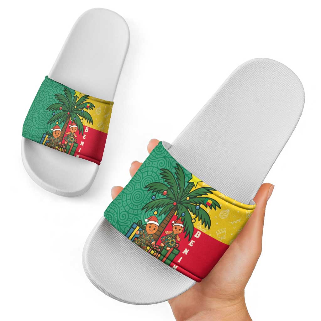 Benin Christmas Slide Sandals with Palm Tree Dolls and Red Yellow Green Festive TS04