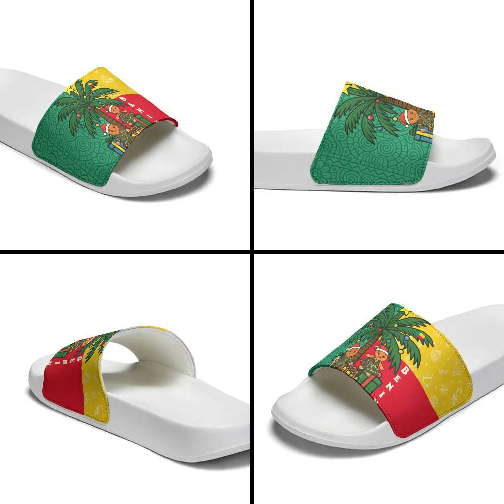 Benin Christmas Slide Sandals with Palm Tree Dolls and Red Yellow Green Festive TS04
