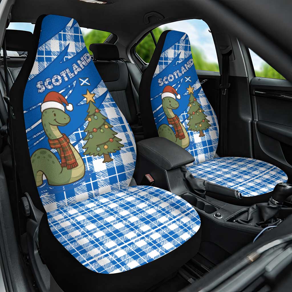 Scotland Christmas Car Seat Cover with Nessie Santa Hat and Blue Tartan Tree TS04