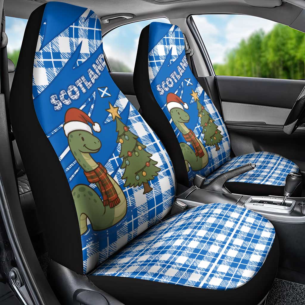 Scotland Christmas Car Seat Cover with Nessie Santa Hat and Blue Tartan Tree TS04