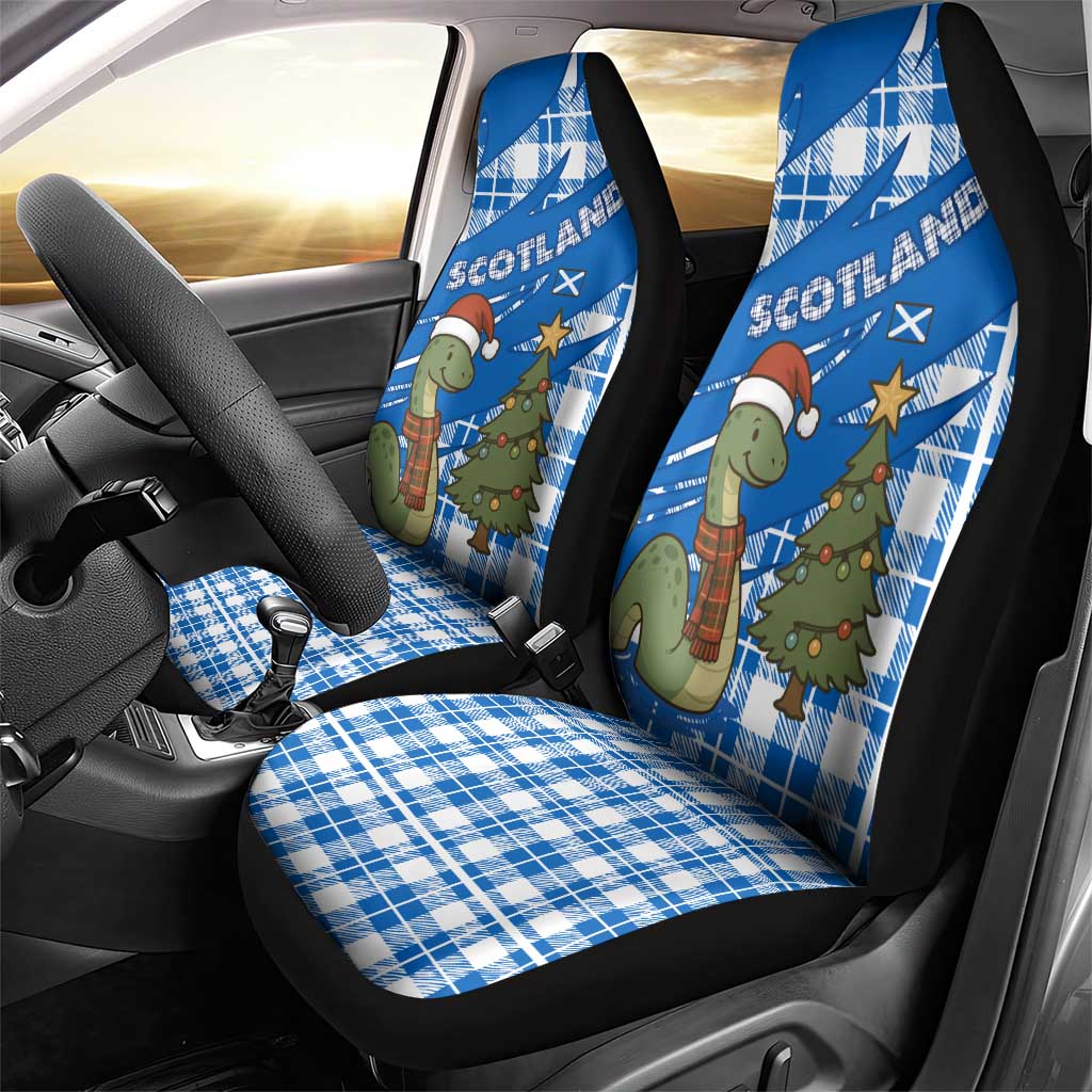 Scotland Christmas Car Seat Cover with Nessie Santa Hat and Blue Tartan Tree TS04