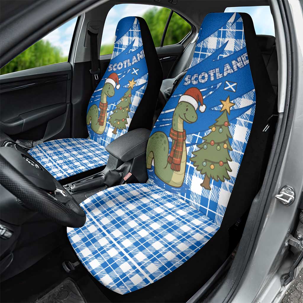 Scotland Christmas Car Seat Cover with Nessie Santa Hat and Blue Tartan Tree TS04