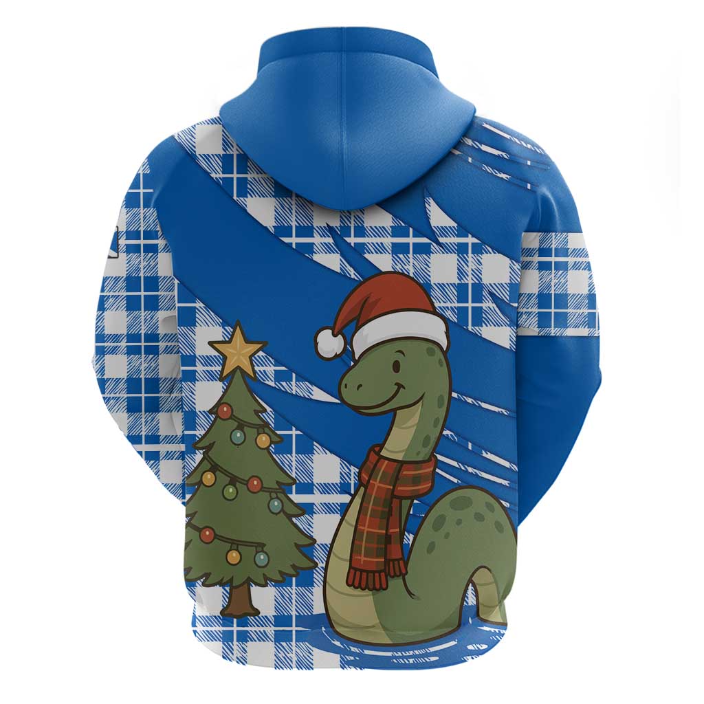 Scotland Christmas Hoodie with Nessie Santa Hat and Blue Tartan Tree TS04