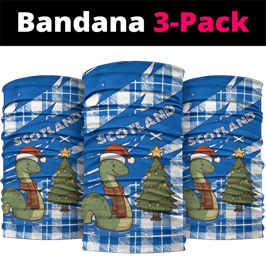 Scotland Christmas Neck Gaiter with Nessie Santa Hat and Blue Tartan Tree TS04