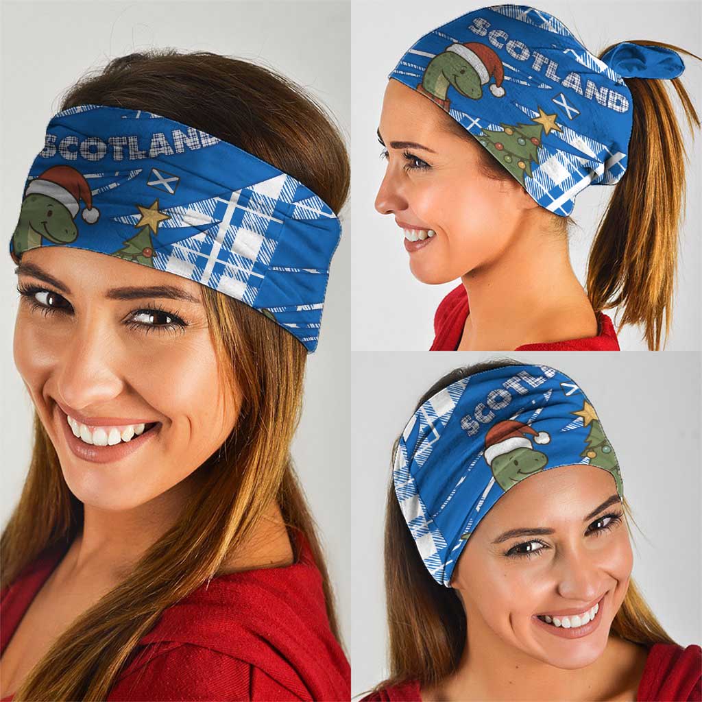 Scotland Christmas Neck Gaiter with Nessie Santa Hat and Blue Tartan Tree TS04