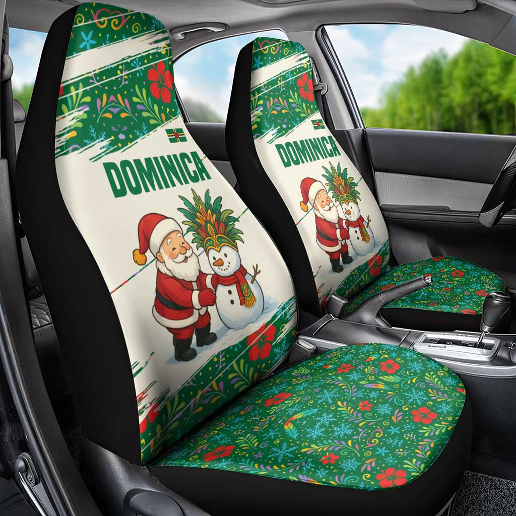 Dominica Christmas Car Seat Cover with Santa Snowman and Tropical Carnival Headpiece TS04