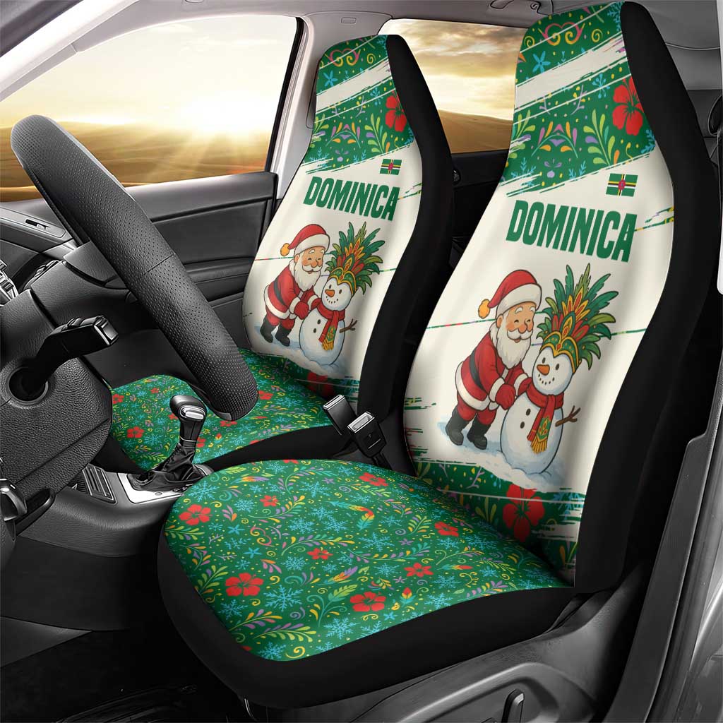 Dominica Christmas Car Seat Cover with Santa Snowman and Tropical Carnival Headpiece TS04