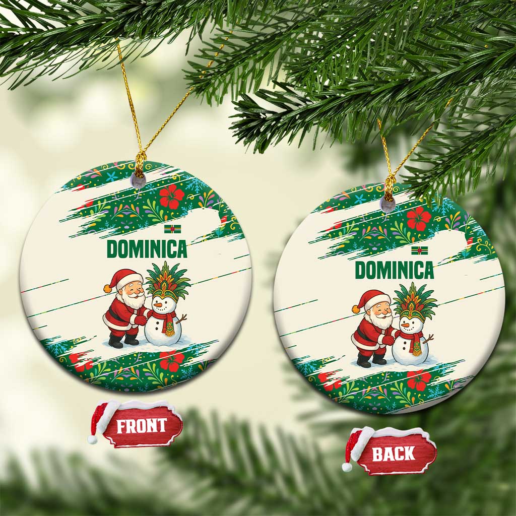 Dominica Christmas Ceramic Ornament with Santa Snowman and Tropical Carnival Headpiece TS04