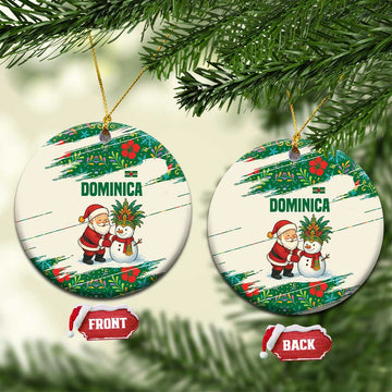Dominica Christmas Ceramic Ornament with Santa Snowman and Tropical Carnival Headpiece TS04