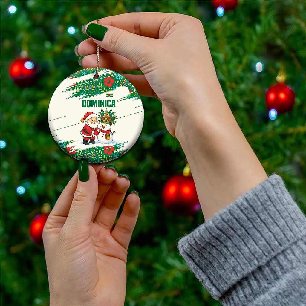Dominica Christmas Ceramic Ornament with Santa Snowman and Tropical Carnival Headpiece TS04