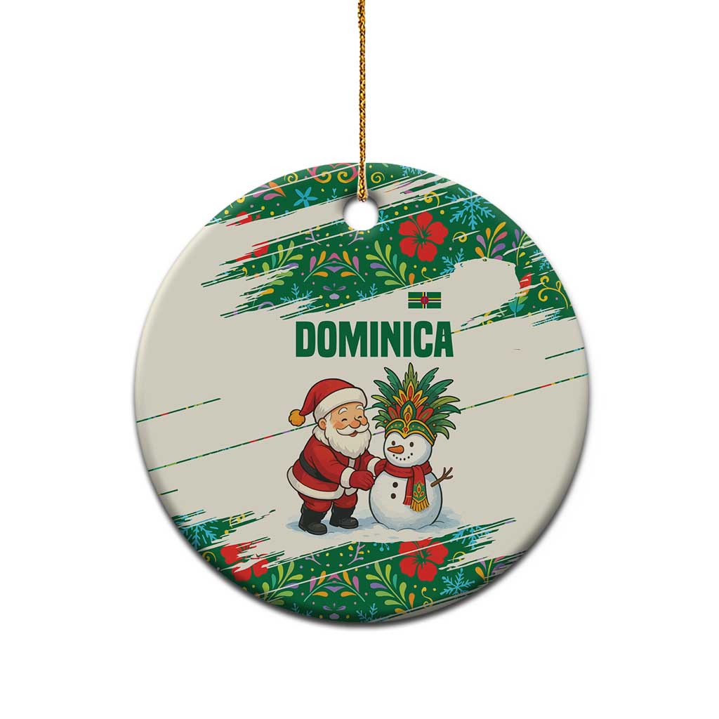 Dominica Christmas Ceramic Ornament with Santa Snowman and Tropical Carnival Headpiece TS04