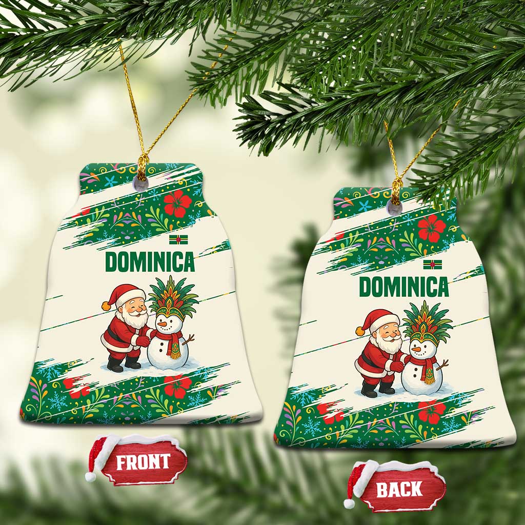 Dominica Christmas Ceramic Ornament with Santa Snowman and Tropical Carnival Headpiece TS04