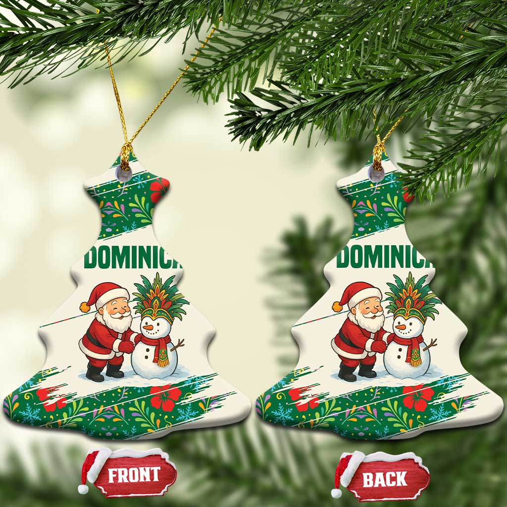 Dominica Christmas Ceramic Ornament with Santa Snowman and Tropical Carnival Headpiece TS04