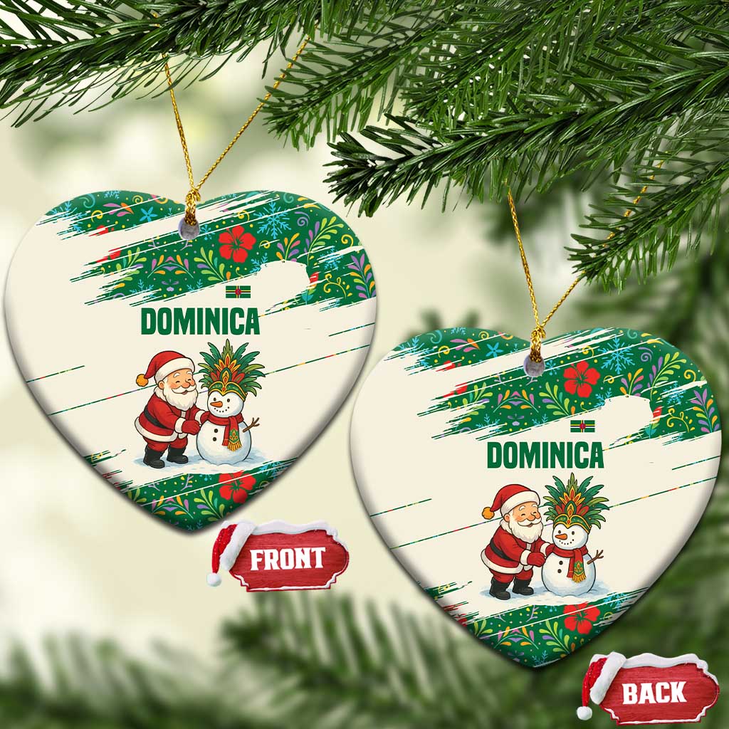 Dominica Christmas Ceramic Ornament with Santa Snowman and Tropical Carnival Headpiece TS04