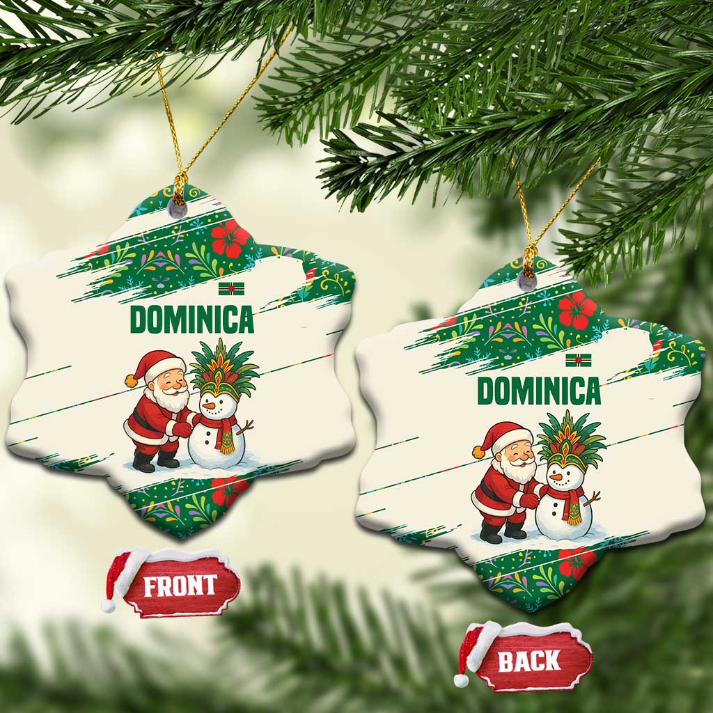 Dominica Christmas Ceramic Ornament with Santa Snowman and Tropical Carnival Headpiece TS04
