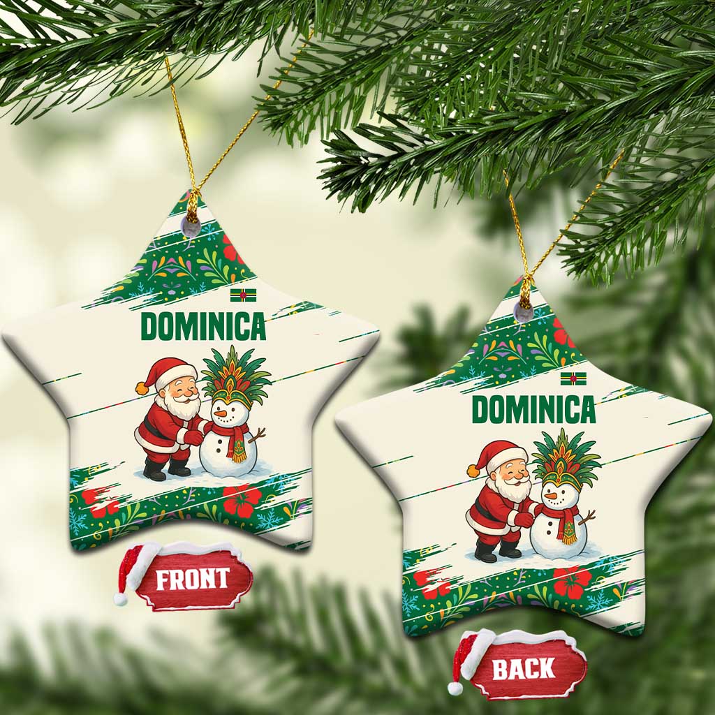 Dominica Christmas Ceramic Ornament with Santa Snowman and Tropical Carnival Headpiece TS04