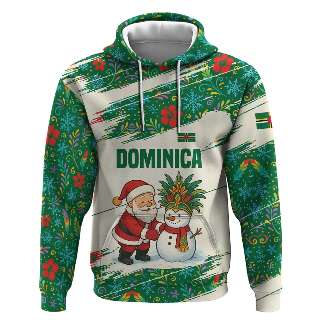 Dominica Christmas Hoodie with Santa Snowman and Tropical Carnival Headpiece TS04