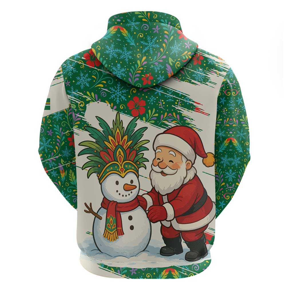Dominica Christmas Hoodie with Santa Snowman and Tropical Carnival Headpiece TS04