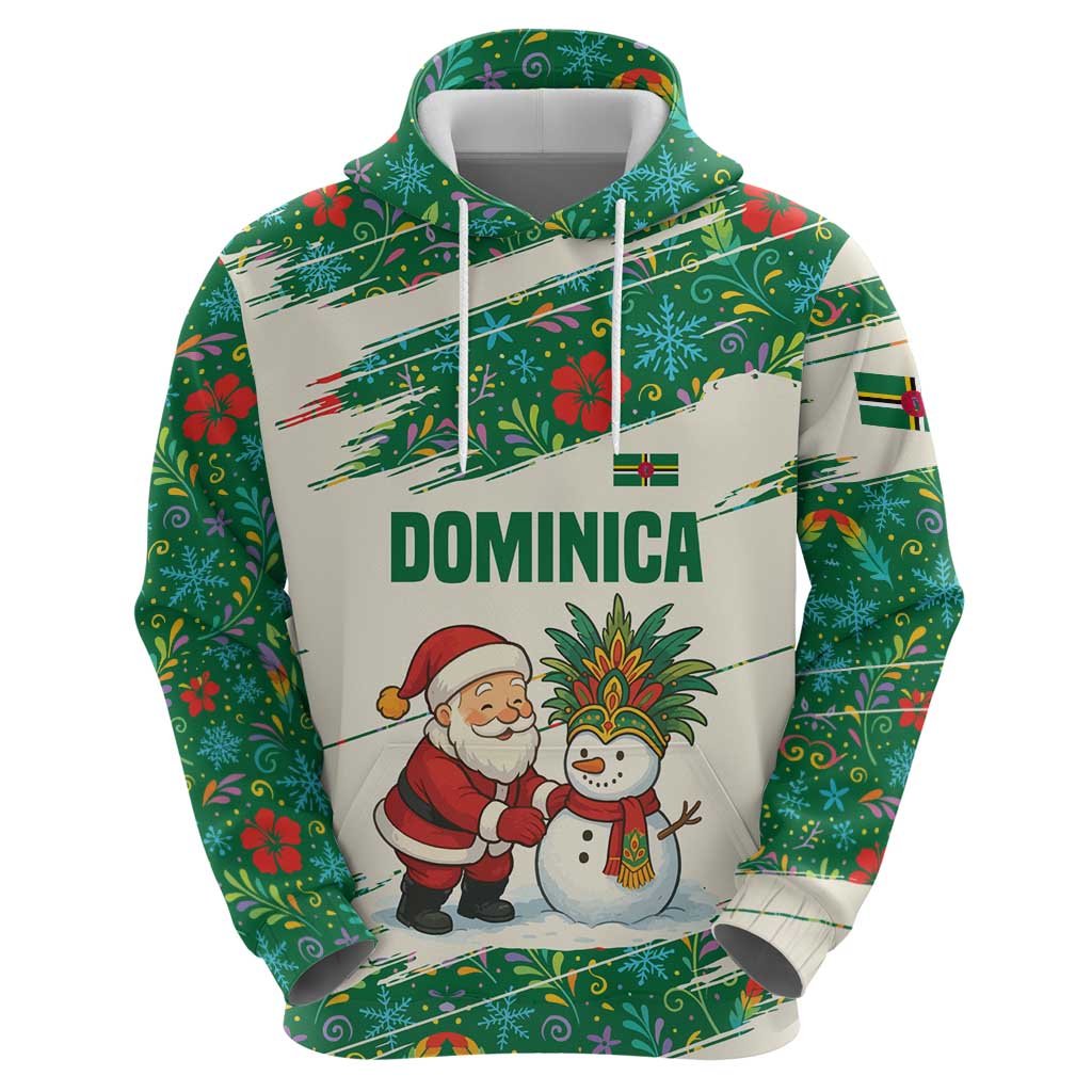 Dominica Christmas Hoodie with Santa Snowman and Tropical Carnival Headpiece TS04