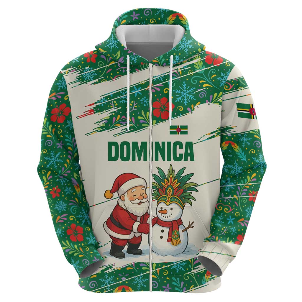 Dominica Christmas Hoodie with Santa Snowman and Tropical Carnival Headpiece TS04