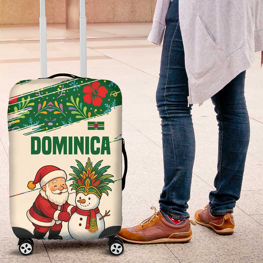 Dominica Christmas Luggage Cover with Santa Snowman and Tropical Carnival Headpiece TS04