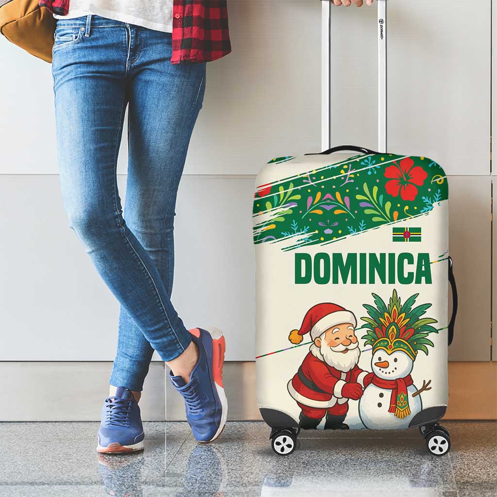 Dominica Christmas Luggage Cover with Santa Snowman and Tropical Carnival Headpiece TS04