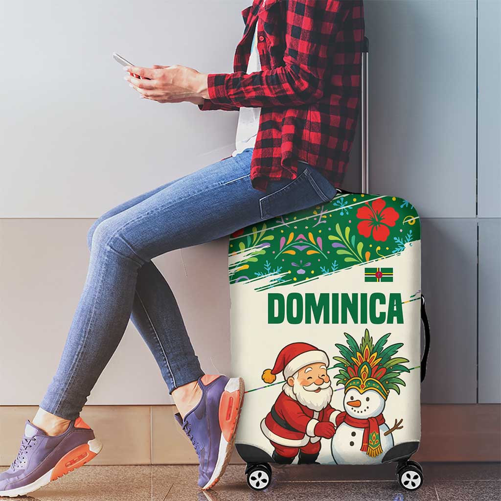 Dominica Christmas Luggage Cover with Santa Snowman and Tropical Carnival Headpiece TS04