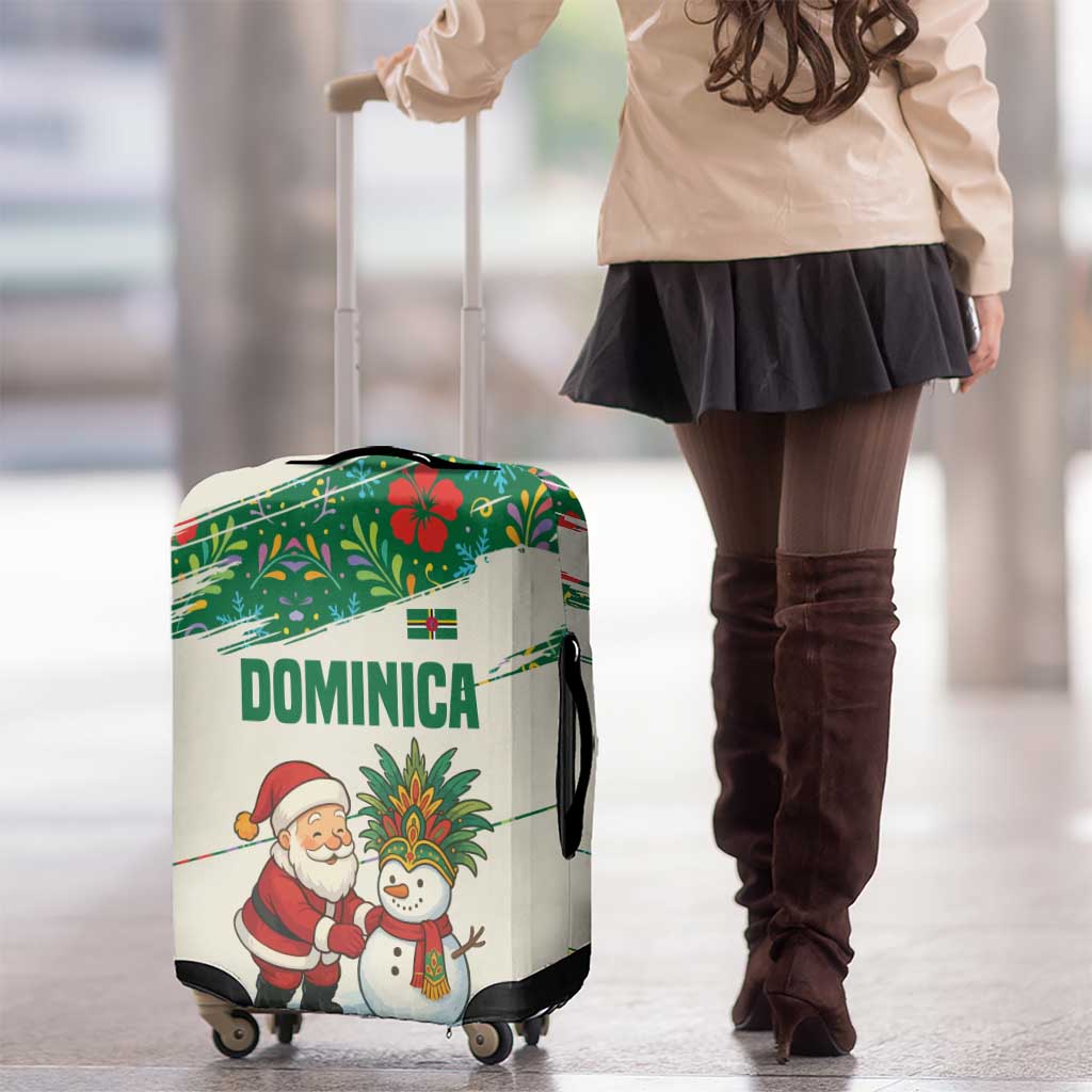 Dominica Christmas Luggage Cover with Santa Snowman and Tropical Carnival Headpiece TS04