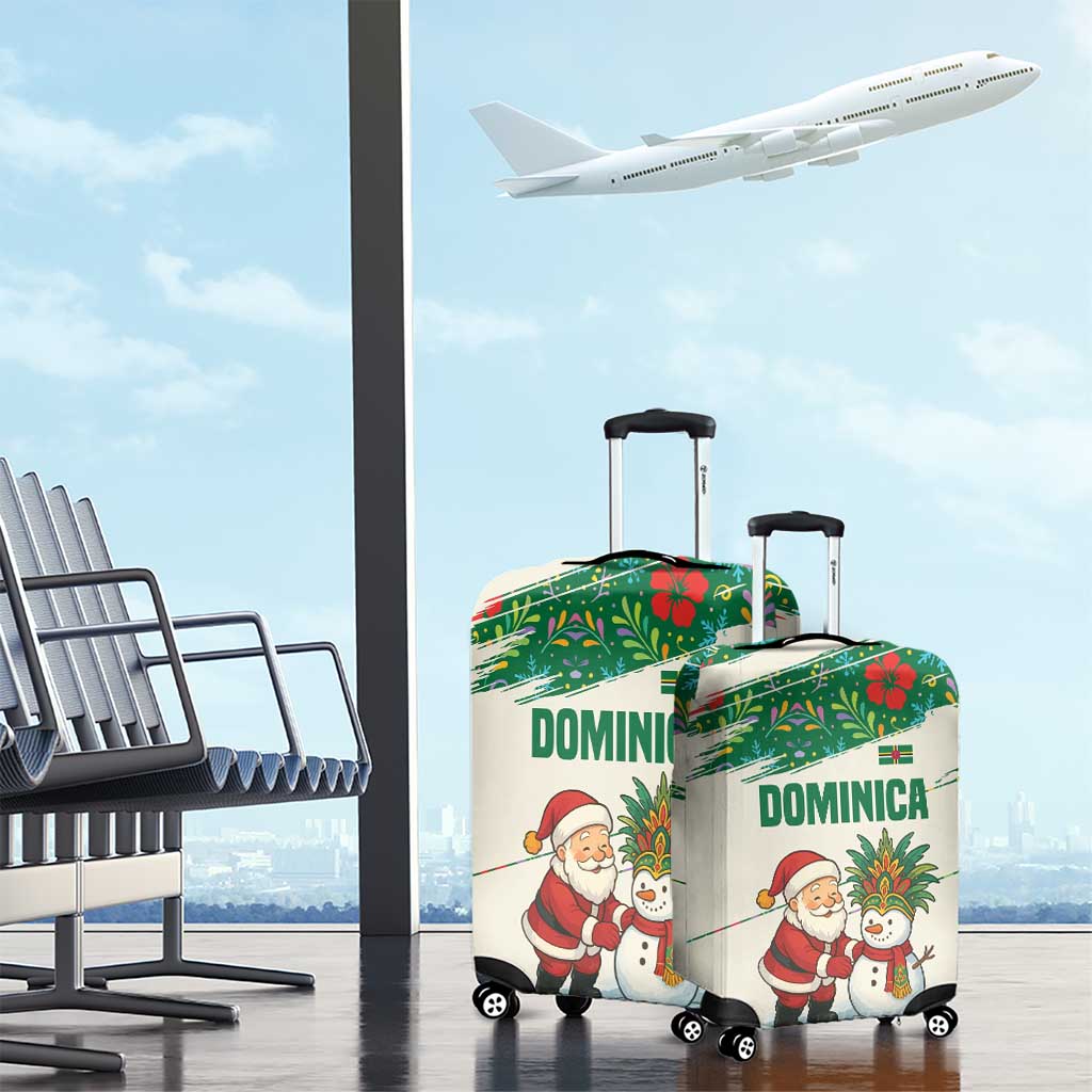 Dominica Christmas Luggage Cover with Santa Snowman and Tropical Carnival Headpiece TS04