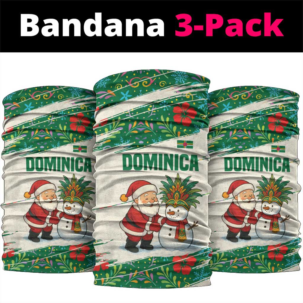 Dominica Christmas Neck Gaiter with Santa Snowman and Tropical Carnival Headpiece TS04