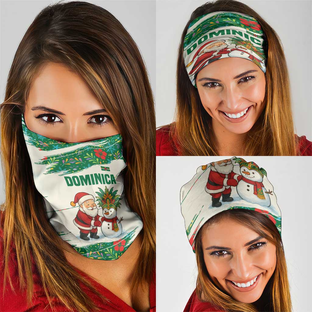 Dominica Christmas Neck Gaiter with Santa Snowman and Tropical Carnival Headpiece TS04