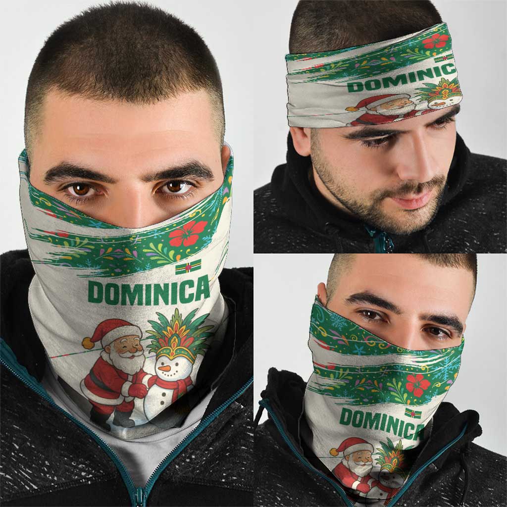 Dominica Christmas Neck Gaiter with Santa Snowman and Tropical Carnival Headpiece TS04