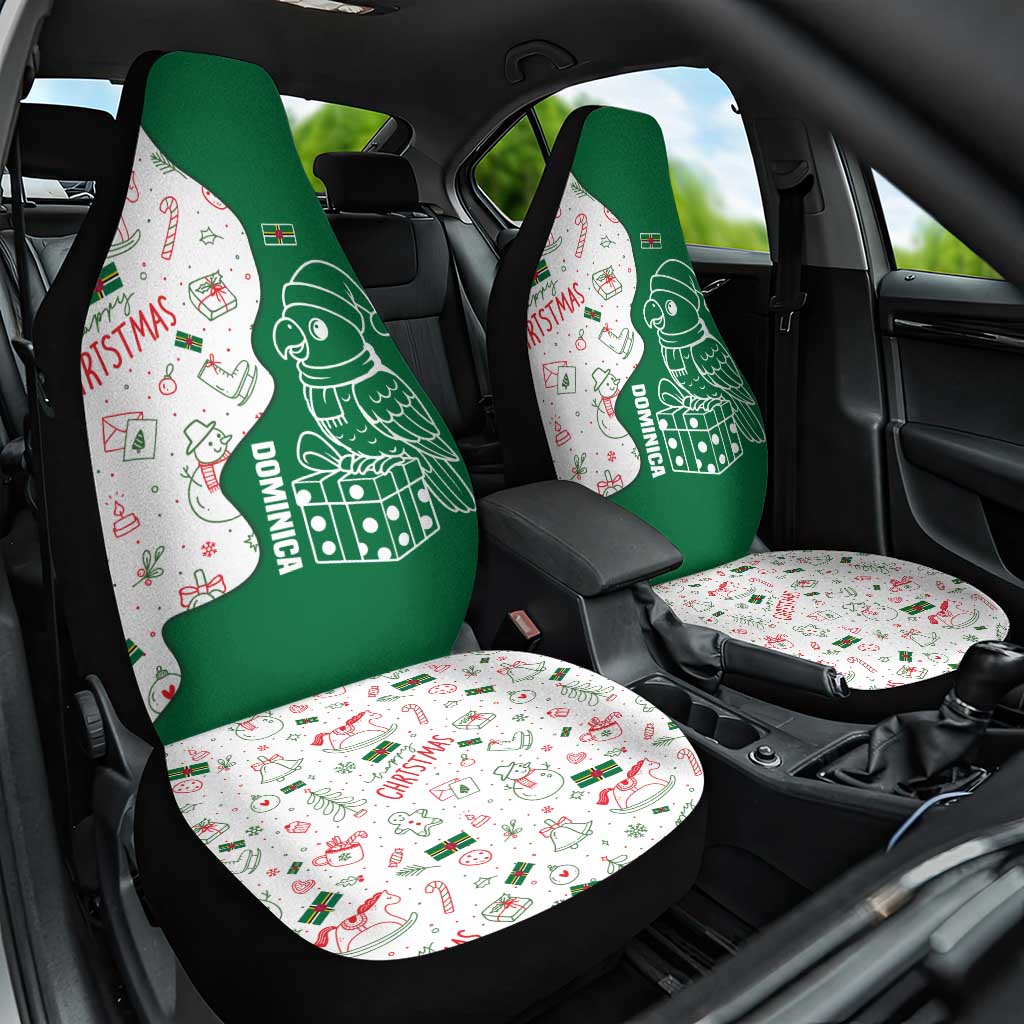 Dominica Christmas Car Seat Cover with Parrot Gift Box and Festive Pattern Design TS04