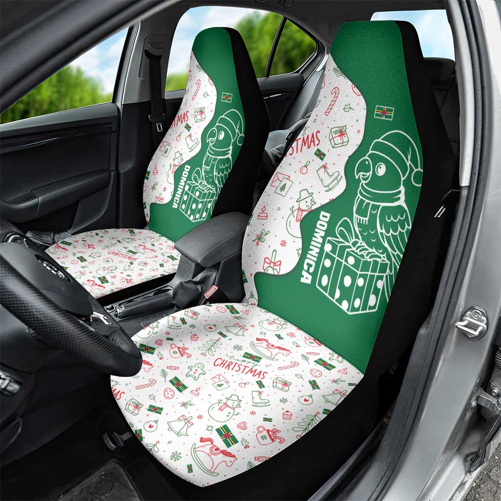 Dominica Christmas Car Seat Cover with Parrot Gift Box and Festive Pattern Design TS04