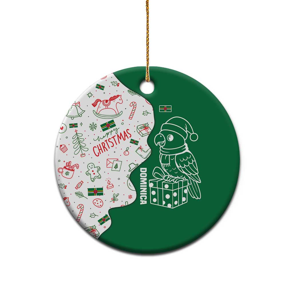 Dominica Christmas Ceramic Ornament with Parrot Gift Box and Festive Pattern Design TS04
