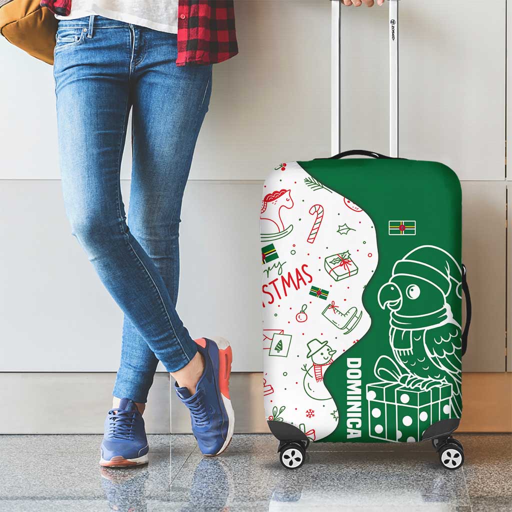Dominica Christmas Luggage Cover with Parrot Gift Box and Festive Pattern Design TS04