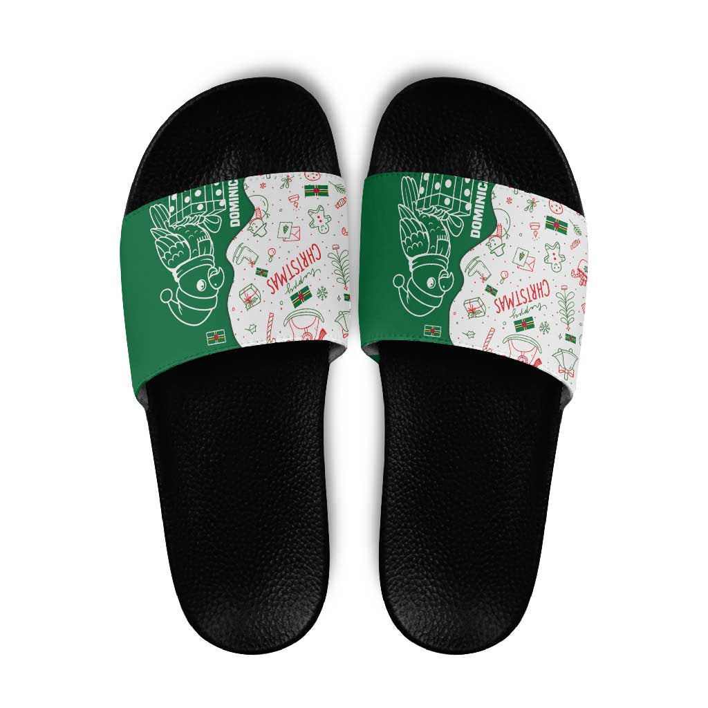 Dominica Christmas Slide Sandals with Parrot Gift Box and Festive Pattern Design TS04