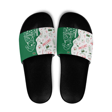 Dominica Christmas Slide Sandals with Parrot Gift Box and Festive Pattern Design TS04
