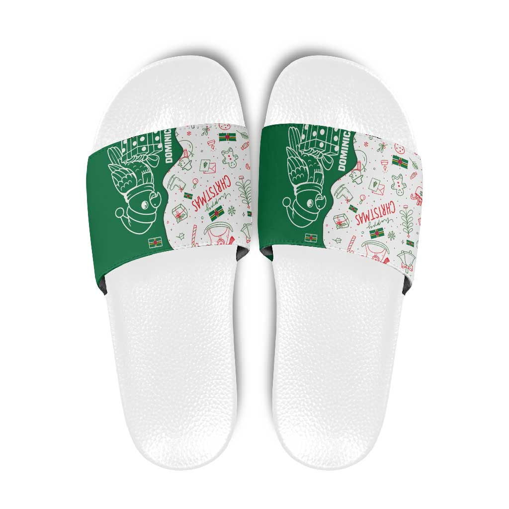Dominica Christmas Slide Sandals with Parrot Gift Box and Festive Pattern Design TS04