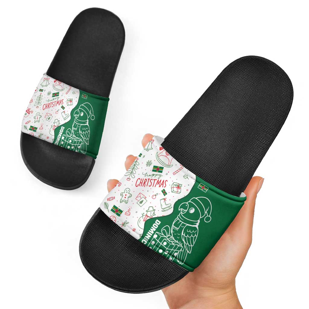 Dominica Christmas Slide Sandals with Parrot Gift Box and Festive Pattern Design TS04