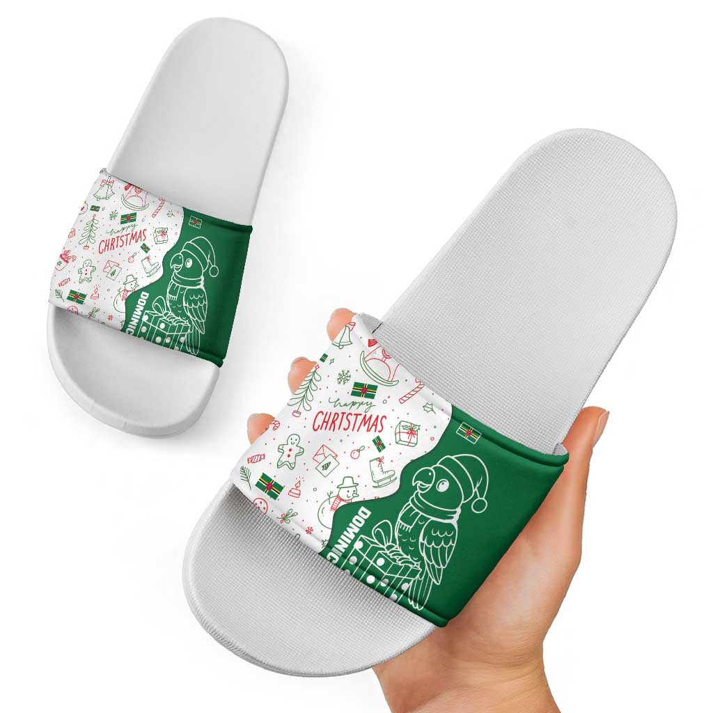 Dominica Christmas Slide Sandals with Parrot Gift Box and Festive Pattern Design TS04