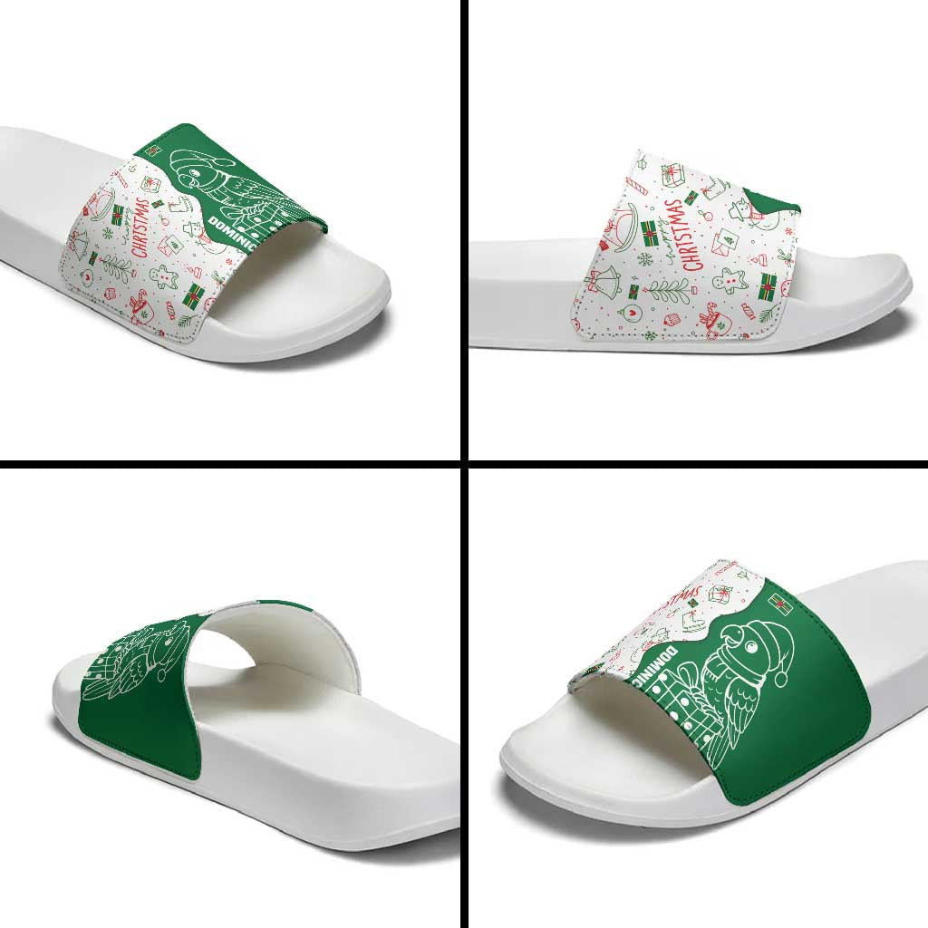 Dominica Christmas Slide Sandals with Parrot Gift Box and Festive Pattern Design TS04