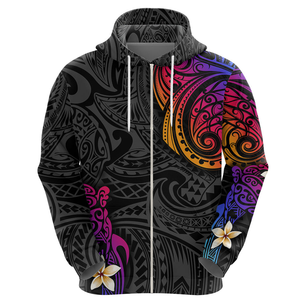 Turtle and Plumeria - Polynesian Hoodie TS04