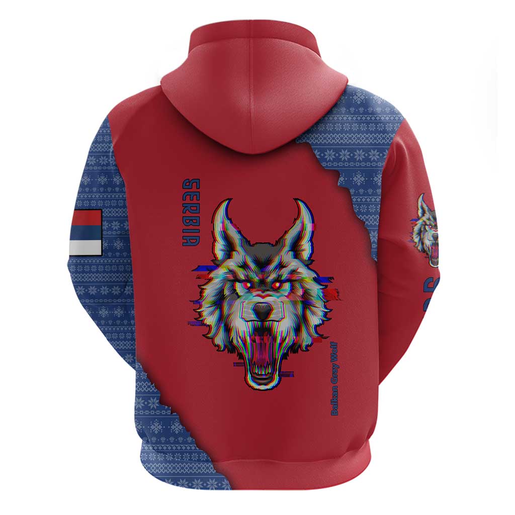 Serbia Hoodie with Balkan Gray Wolf, Claw Marks, and Flag Sleeve Design TS04